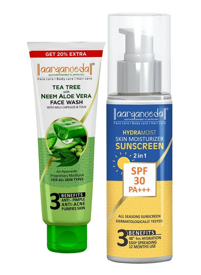 Tea Tree Face Wash With Neem & Aloe Vera Extracts 120Ml And Hydra Moist Face And Body Moisturizer Spf30 200Ml