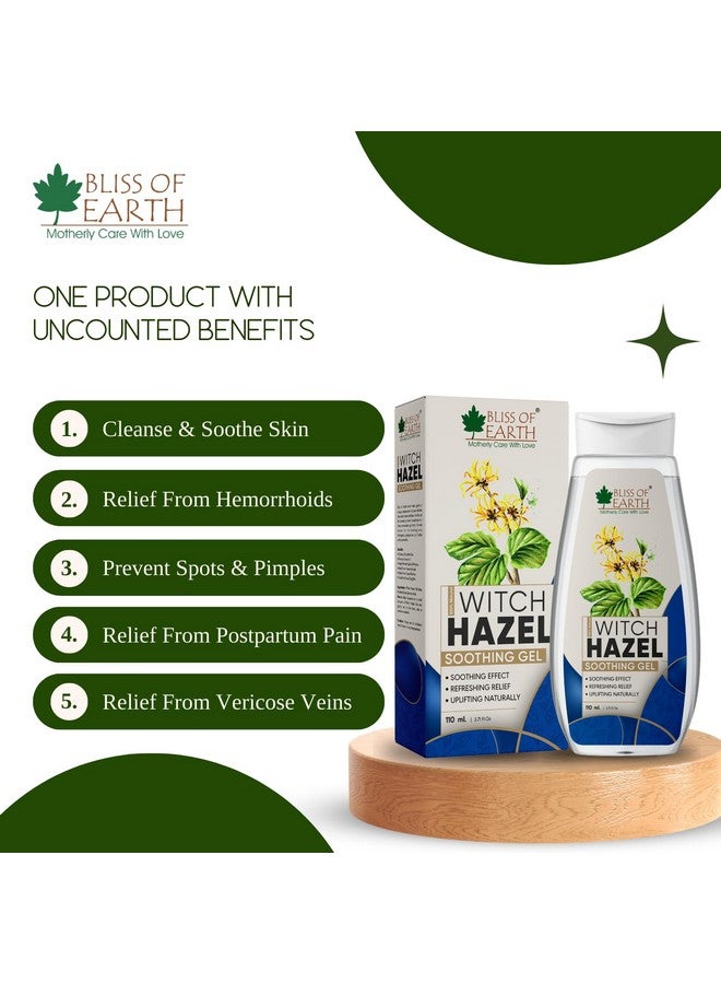 Witch Hazel Gel For Hemorrhoids Diaper Rashes Postpartum Soothing Relief From Swelling And Discomfort 3X110Ml