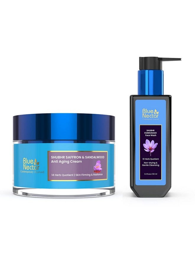 Anti Aging Face Cream 50G And Kumkumadi Face Wash 100Ml Enriched With Authentic Saffron Sandalwood And Natural Herbs