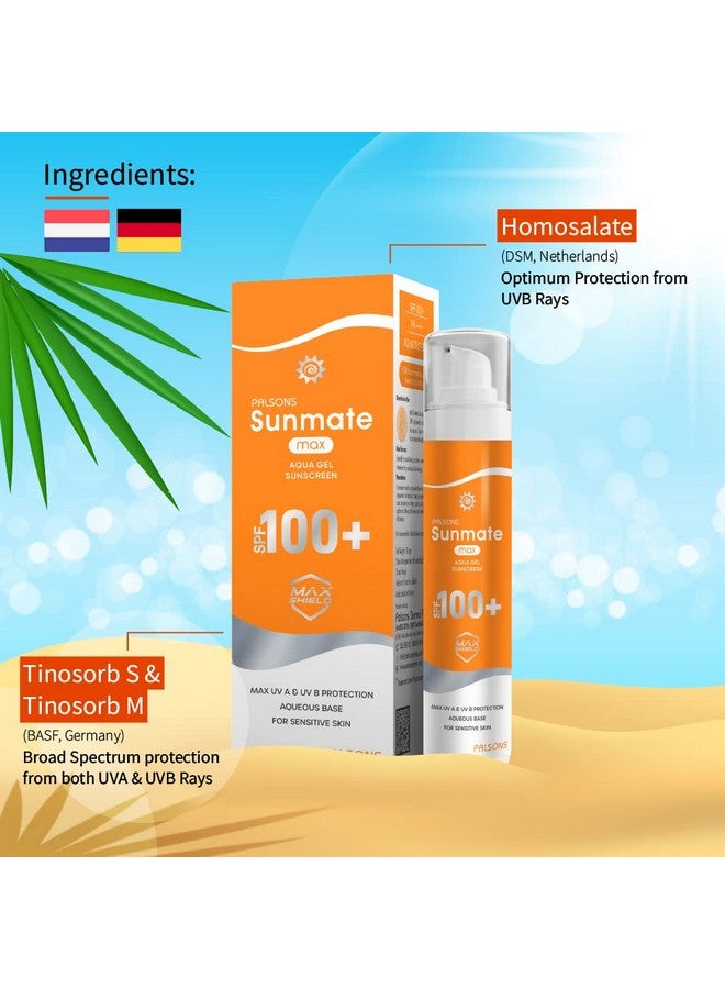 Sunmate Max Aqua Gel Sunscreen With Spf 100+ And Pa++++ For Dry And Sensitive Skin I Oil Free Nongreasy No Sweat No White Cast Non Comedogenic Prevents Suntan Sunburn And Pigmentation 50 Gm