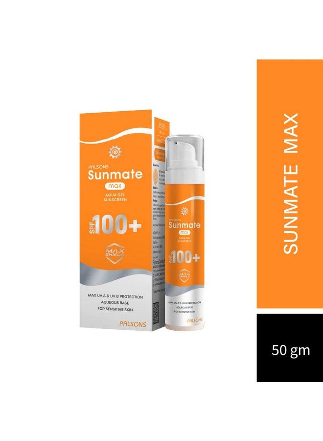 Sunmate Max Aqua Gel Sunscreen With Spf 100+ And Pa++++ For Dry And Sensitive Skin I Oil Free Nongreasy No Sweat No White Cast Non Comedogenic Prevents Suntan Sunburn And Pigmentation 50 Gm