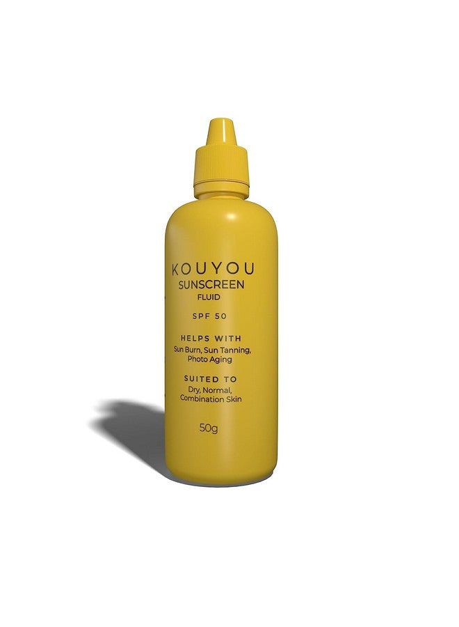 Kouyou Fluid Sunscreen Spf 50 With No White Cast Lightweight & Helps With Uva Uvb Damaged Broad Spectrum Pa ++ For All Skin Type 50 G