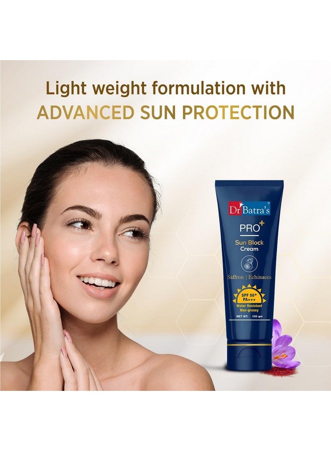 Pro+ Sun Block Cream Spf 50++ Lightweight Enriched With Saffron And Aloe Vera 100 Gm All