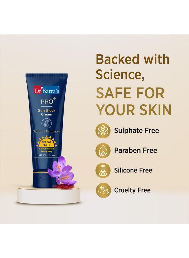 Pro+ Sun Block Cream Spf 50++ Lightweight Enriched With Saffron And Aloe Vera 100 Gm All