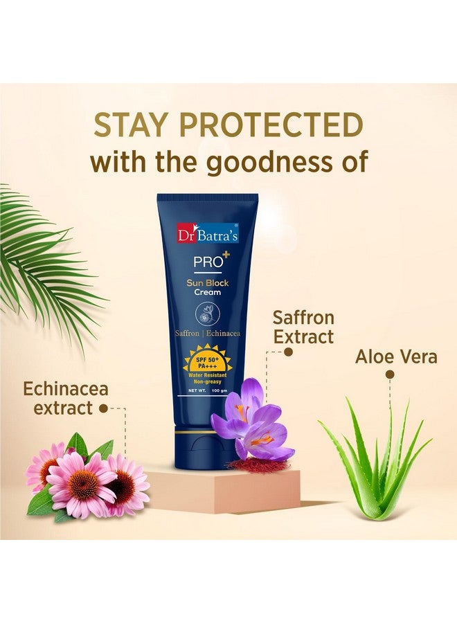 Pro+ Sun Block Cream Spf 50++ Lightweight Enriched With Saffron And Aloe Vera 100 Gm All