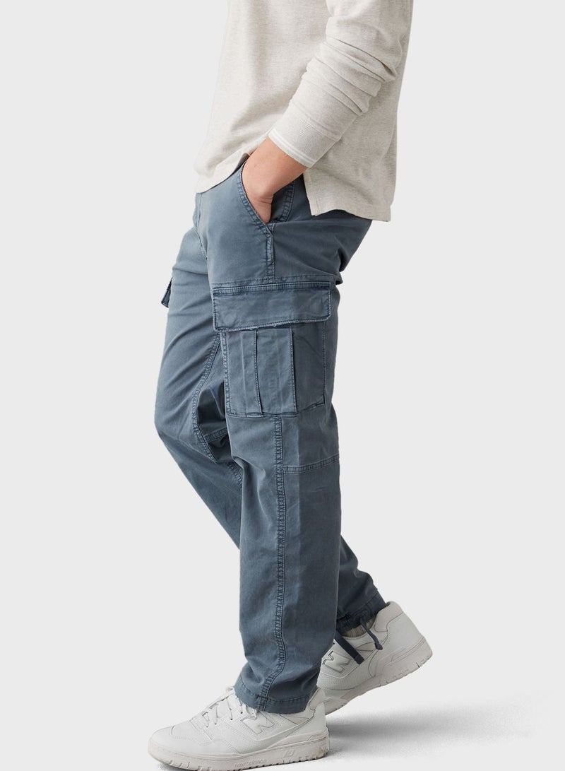 Pocket Detail Hem Drawstring Cargo Pants