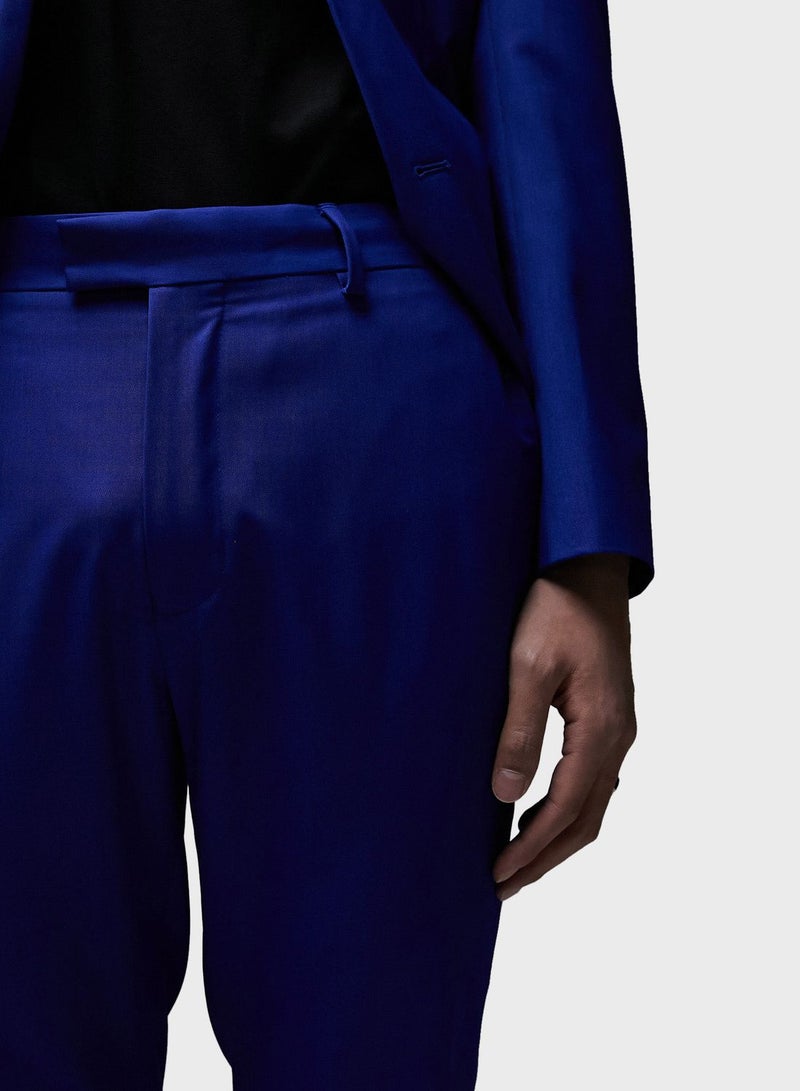 Topman Premium Slim Wool Suit Trouser In Blue