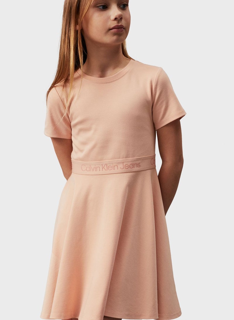 Youth Punto Tape Fit Flare Midi Dress