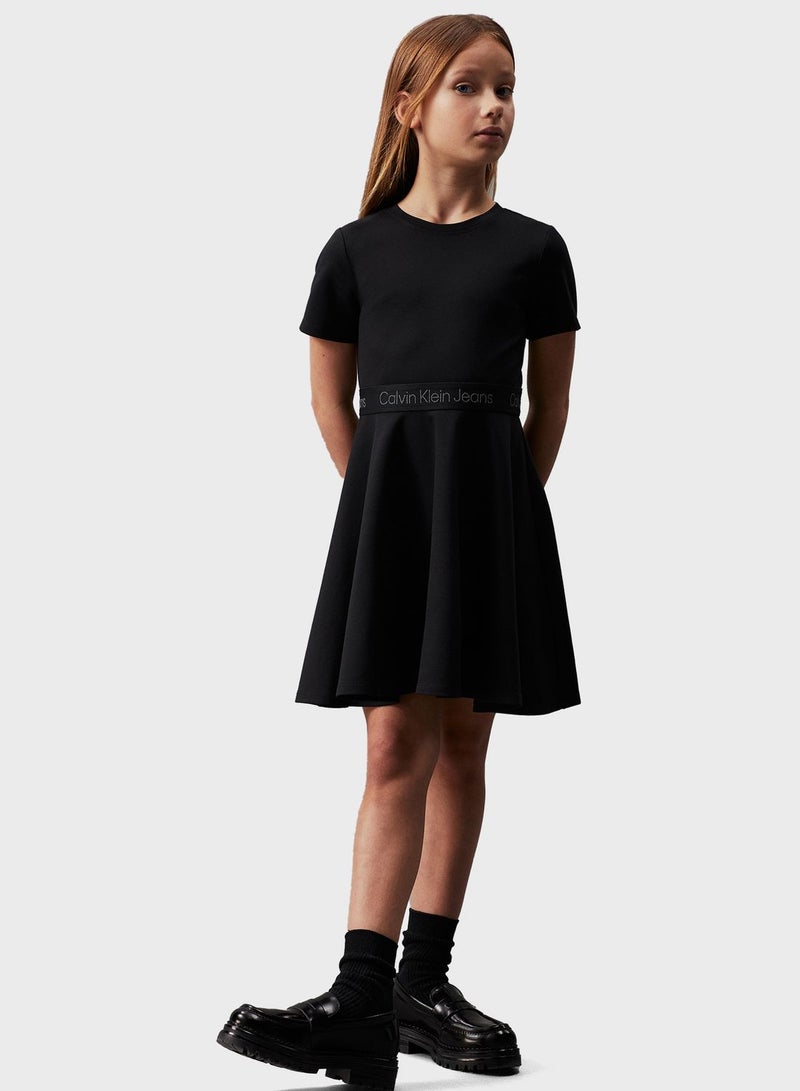 Youth Punto Tape Fit Flare Midi Dress