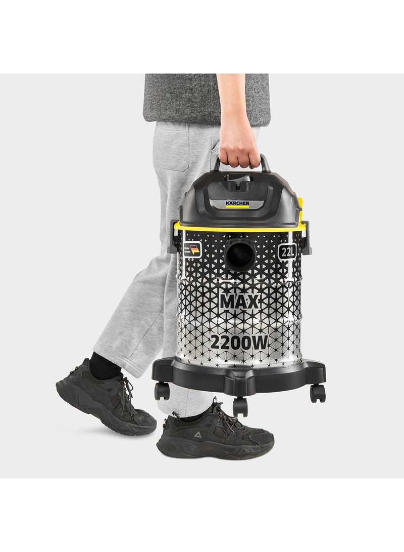 DVAC 2200 Dry Vacuum Cleaner, 22L Large Dust Container, Adjustable Suction, Blower Function 22 L 2200 W DVAC 2200 *AE Black