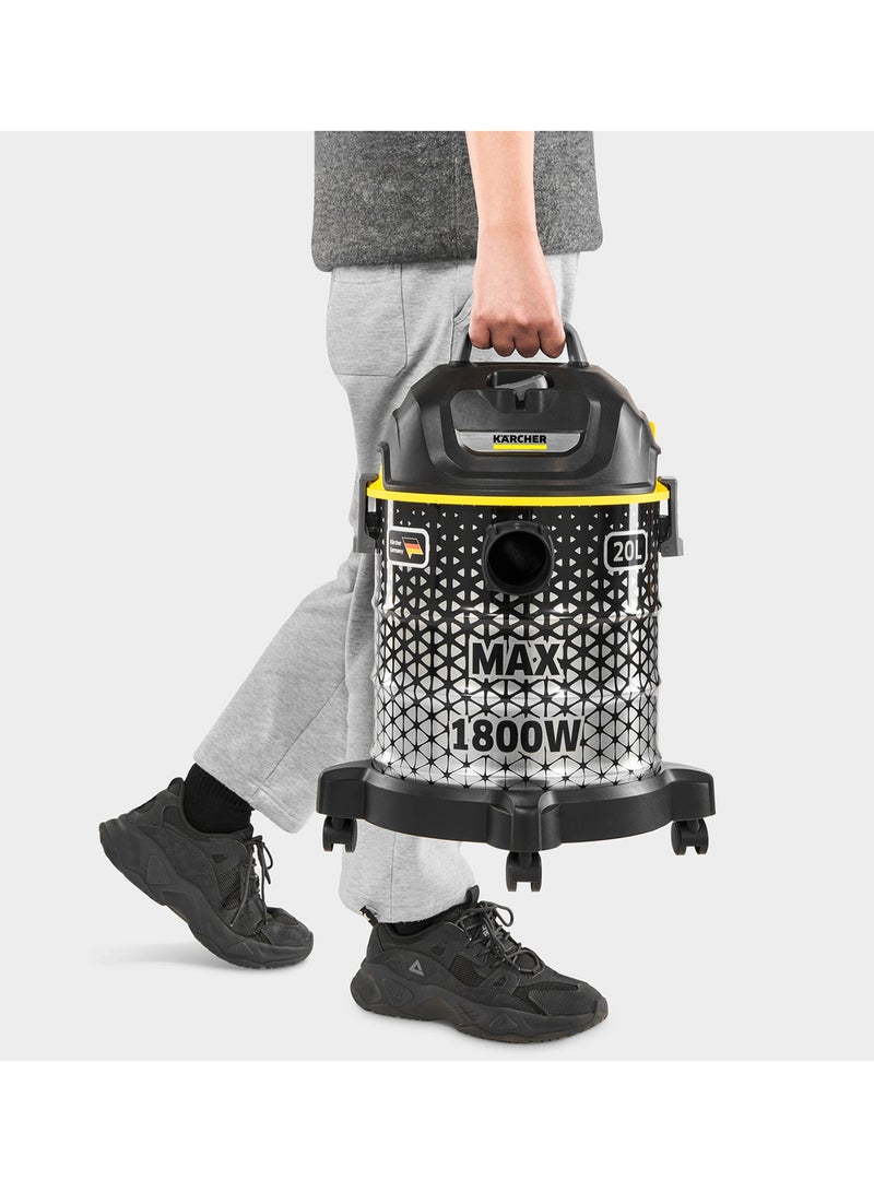 DVAC 1800 Bagless Canister Vacuum Cleaner, 1800W, 20L, Blower Function, Adjustable Suction 20 L 1800 W DVAC 1800 *AE Black