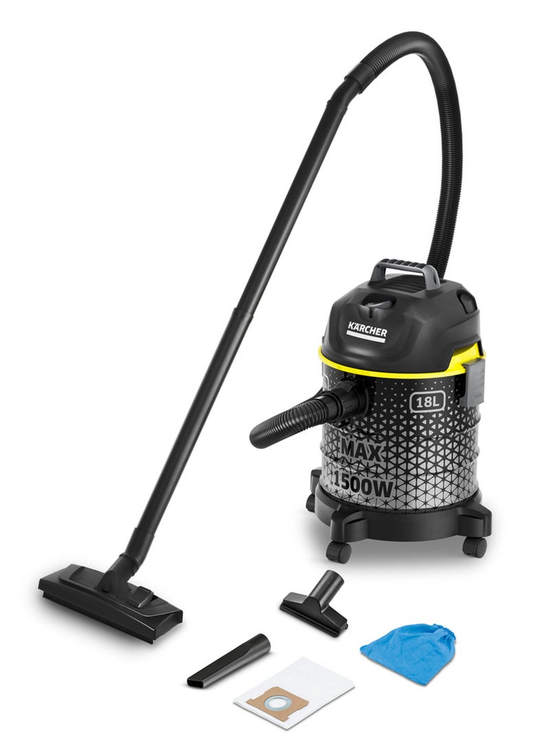 Vacuum Cleaner Dvac Powerful With Wow-Dynamic Design: The Dvac Dry Vacuum Cleaner Is Ideal For Thorough Cleaning And Offers Many Different Application Options 18 L 1500 W DVAC AE Black