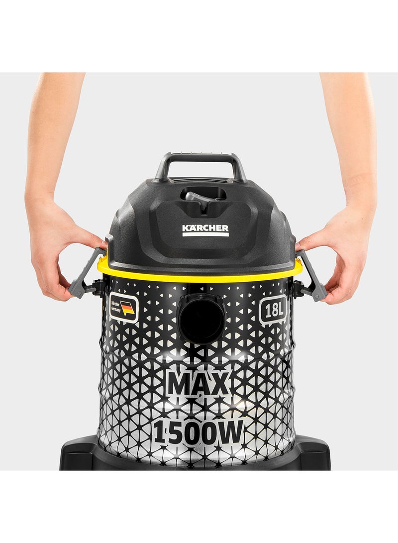 DVAC 1500 Bagless Canister Vacuum Cleaner, 1500W, 18L, Blower Function 18 L 1500 W DVAC AE Black