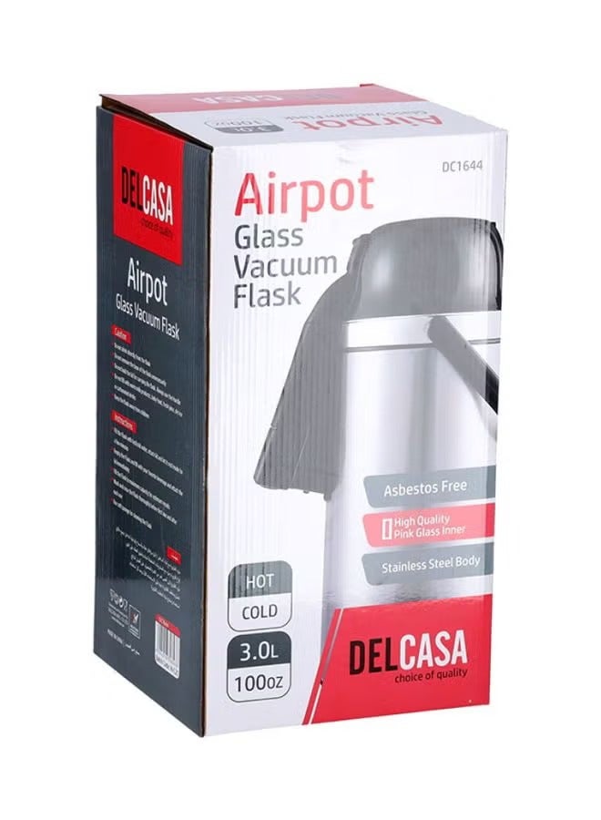 Airpot Glass Vacuum Flask Silver/Black