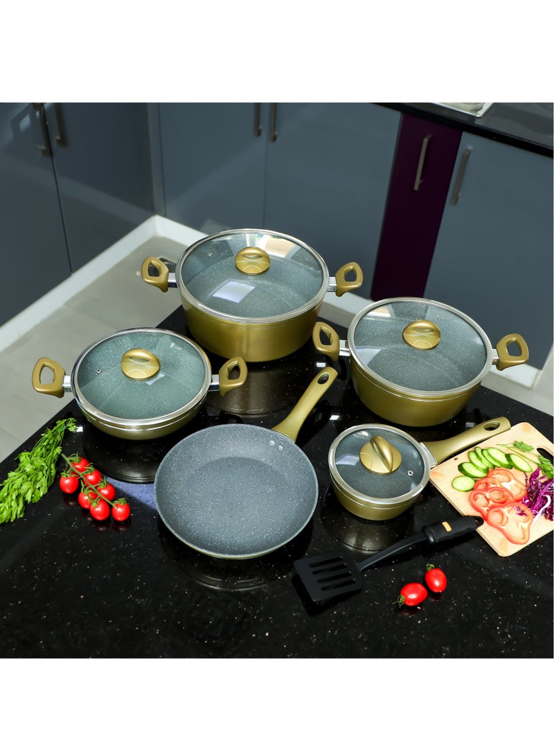 DelCasa 10 Piece Non Stick Cookware Set, Suitable for gas, ceramic, halogen, induction, hot plate