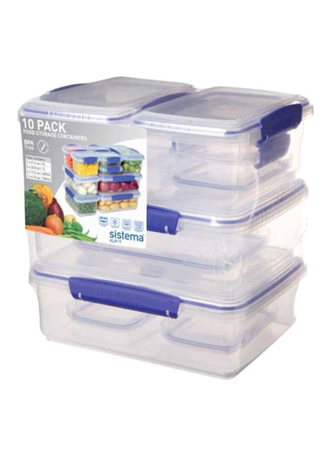 10-Piece Food Saver Case Clear/Blue Food Saver 2x2, Food Saver 3x1, Food Saver 3x0.4, Food Saver 2x0.2Liters