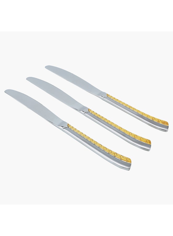 3-Piece Berger Textured Knive Set Silver/Gold 15cm