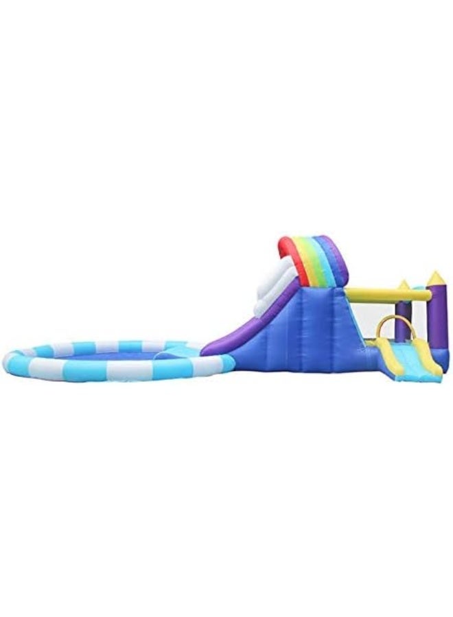 RBW TOYS Inflatable Castles RBW TOYS Double Bouncy Slides Jumping Pad with Slide For Kids Household Children Recreation Inflatable Water Park Paddling Pool Water Spray