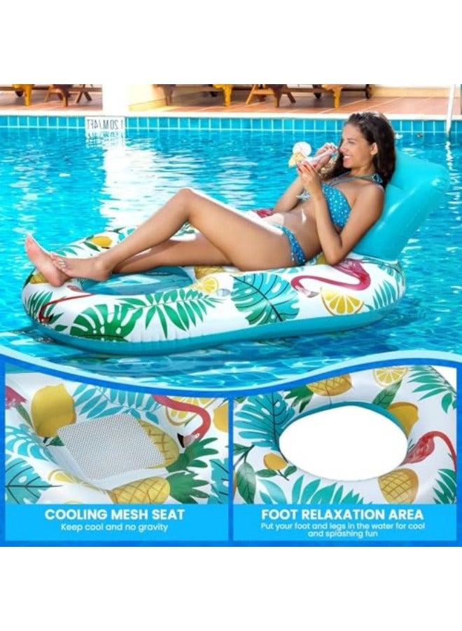 Inflatable Floating Pool Lounger Float, Swimming Ring, U-shaped Sunshade Seat Floating, Mesh Hole Water Floating Bed Water Hammock For Kids Adults