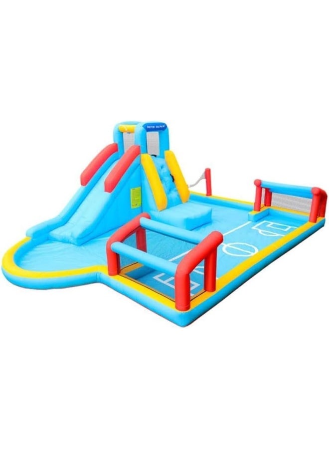 Inflatable Castle Bounce House Bouncer, Strong Blower included, Fun Slide and Bounce Area, Castle Theme for Kids