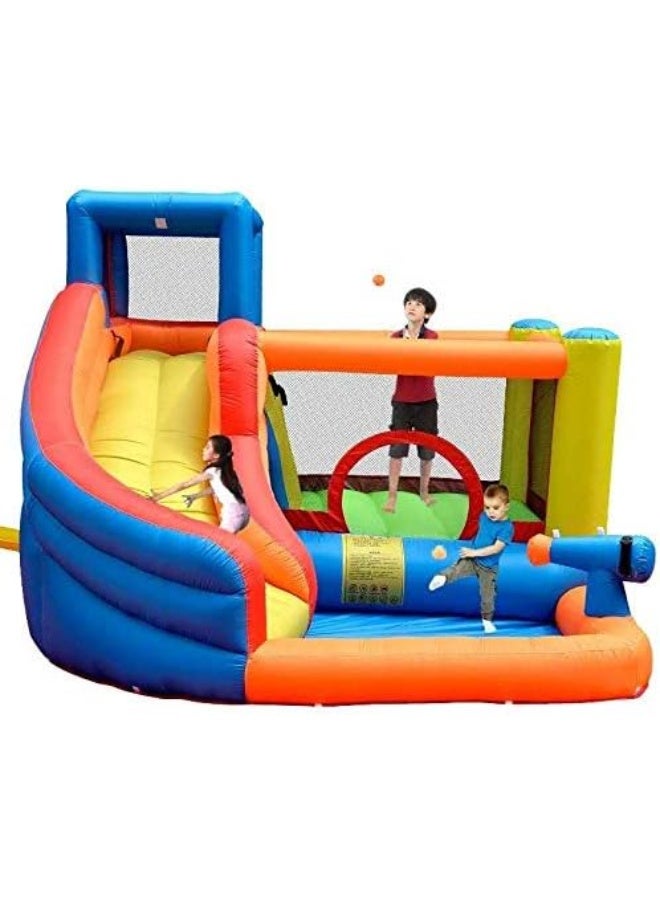 Rainbow Toys Inflatable Castles Bouncy Slides for kids Jumping Pad with Slide Household Children Recreation Inflatable Water Park Paddling Pool Water Spray