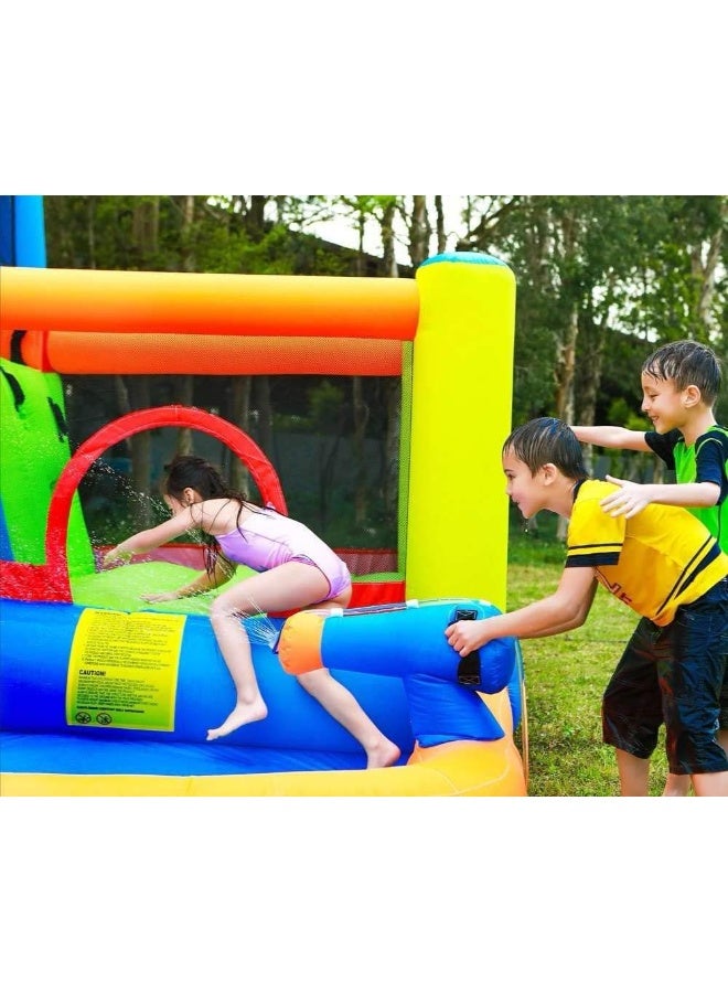 Rainbow Toys Inflatable Castles Bouncy Slides for kids Jumping Pad with Slide Household Children Recreation Inflatable Water Park Paddling Pool Water Spray