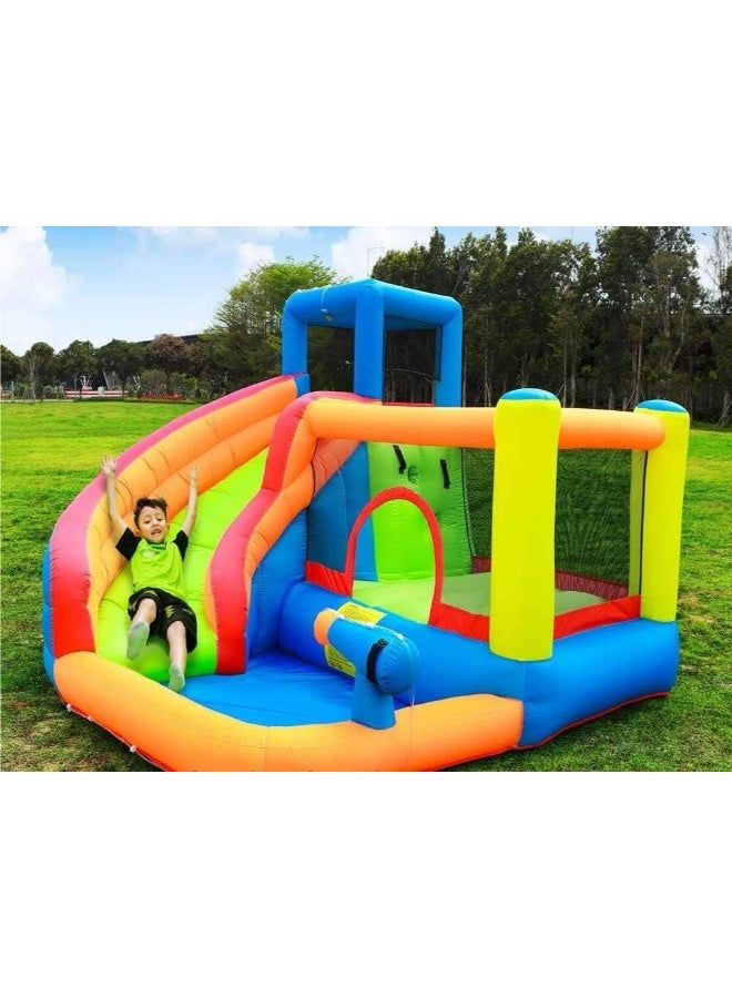 Rainbow Toys Inflatable Castles Bouncy Slides for kids Jumping Pad with Slide Household Children Recreation Inflatable Water Park Paddling Pool Water Spray