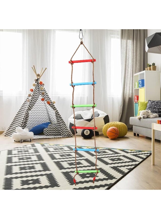 RBWTOYS 6.6 Ft Climbing Rope Ladder for Kids, Climbing Ladder Hanging Rope Ladder for Indoor Play Set and Outdoor Tree House, Playground Swing Set and Ninja Slackline