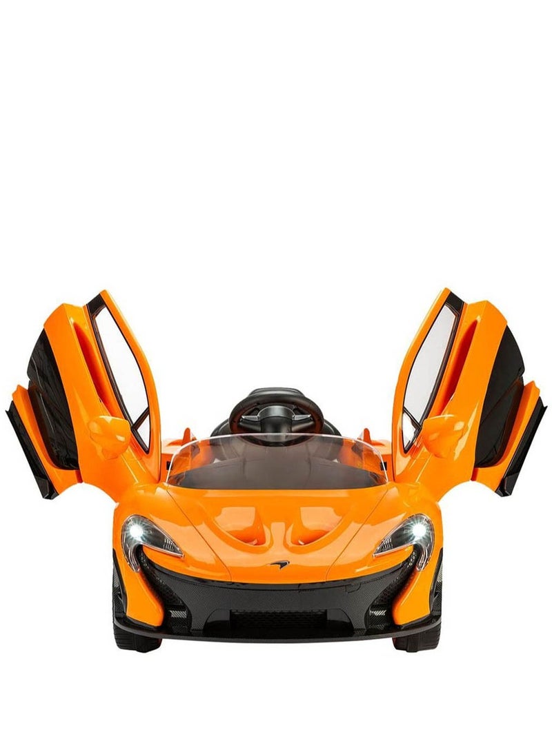 Kids Licensed McLaren Rechargeable Battery Operated Car For Kids Ride On Boys Girls Baby Car With Remote Music Led Light Kids Car Electric Car Battery Operated Ride On Car For Kids 12V -Orange