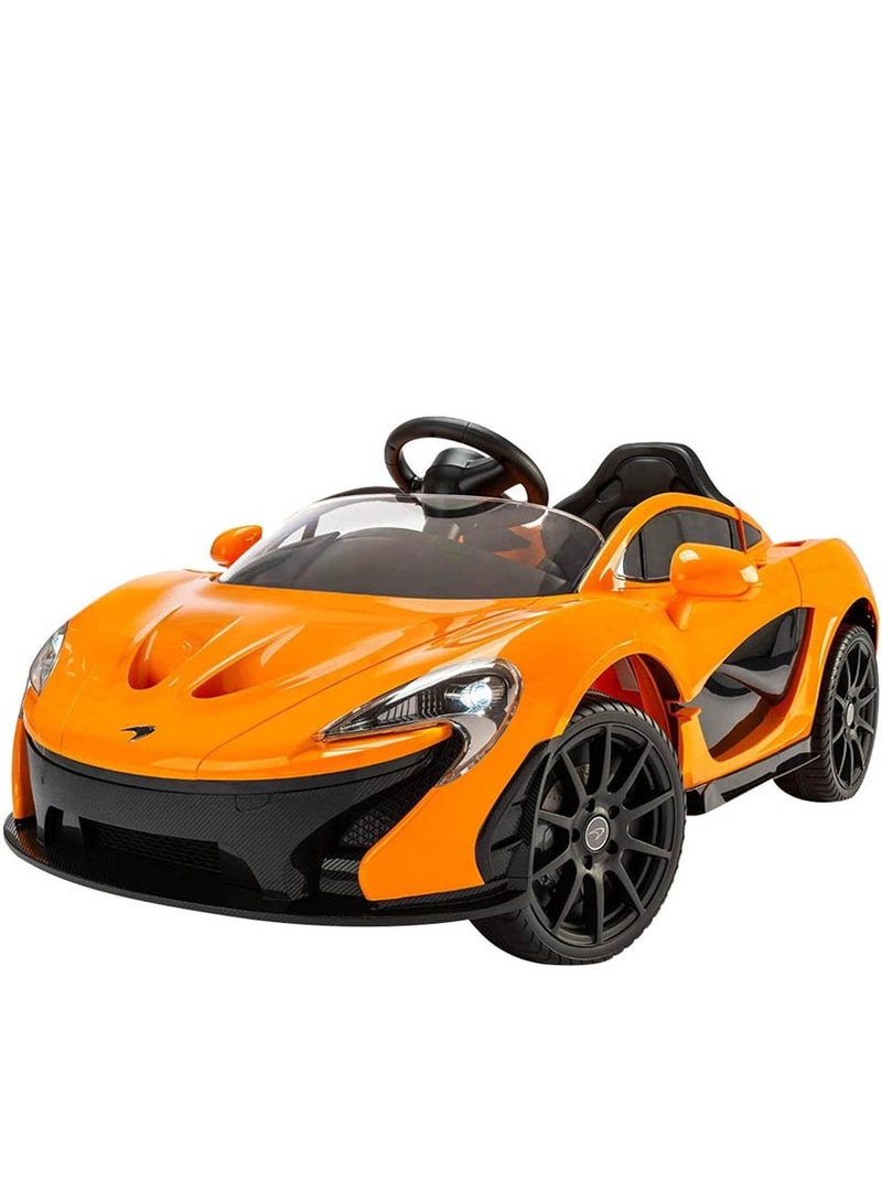 Kids Licensed McLaren Rechargeable Battery Operated Car For Kids Ride On Boys Girls Baby Car With Remote Music Led Light Kids Car Electric Car Battery Operated Ride On Car For Kids 12V -Orange