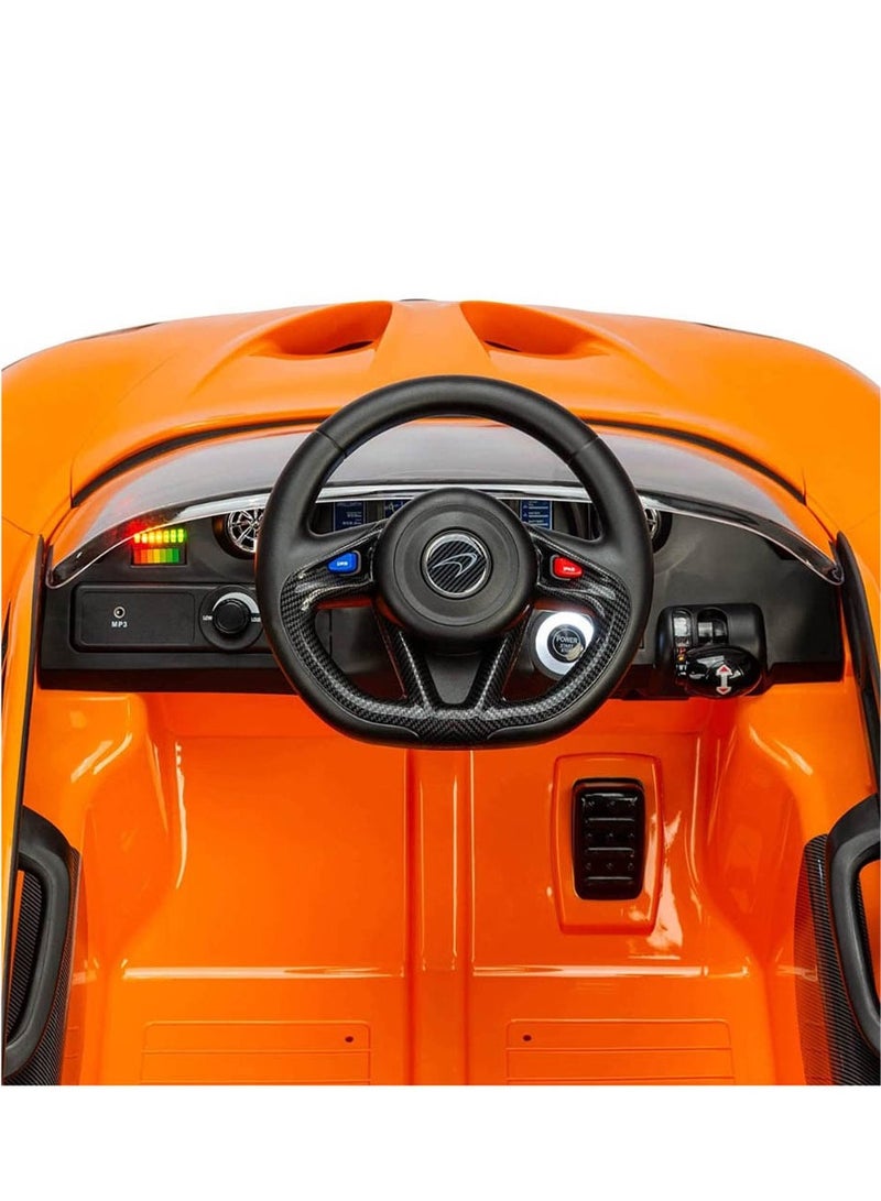 Kids Licensed McLaren Rechargeable Battery Operated Car For Kids Ride On Boys Girls Baby Car With Remote Music Led Light Kids Car Electric Car Battery Operated Ride On Car For Kids 12V -Orange