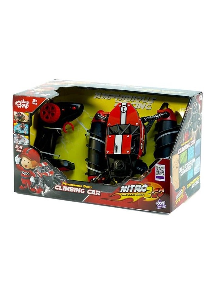 Nitro2GO Remote Control Climbing Stunt RC Cars, 90 Min Playtime, 2.4Ghz Double Sided 360° Rotating RC Crawler with Headlights, 4WD Off Road Drift RC Race Car Toy for Boys and Girls Aged 3-8 Red