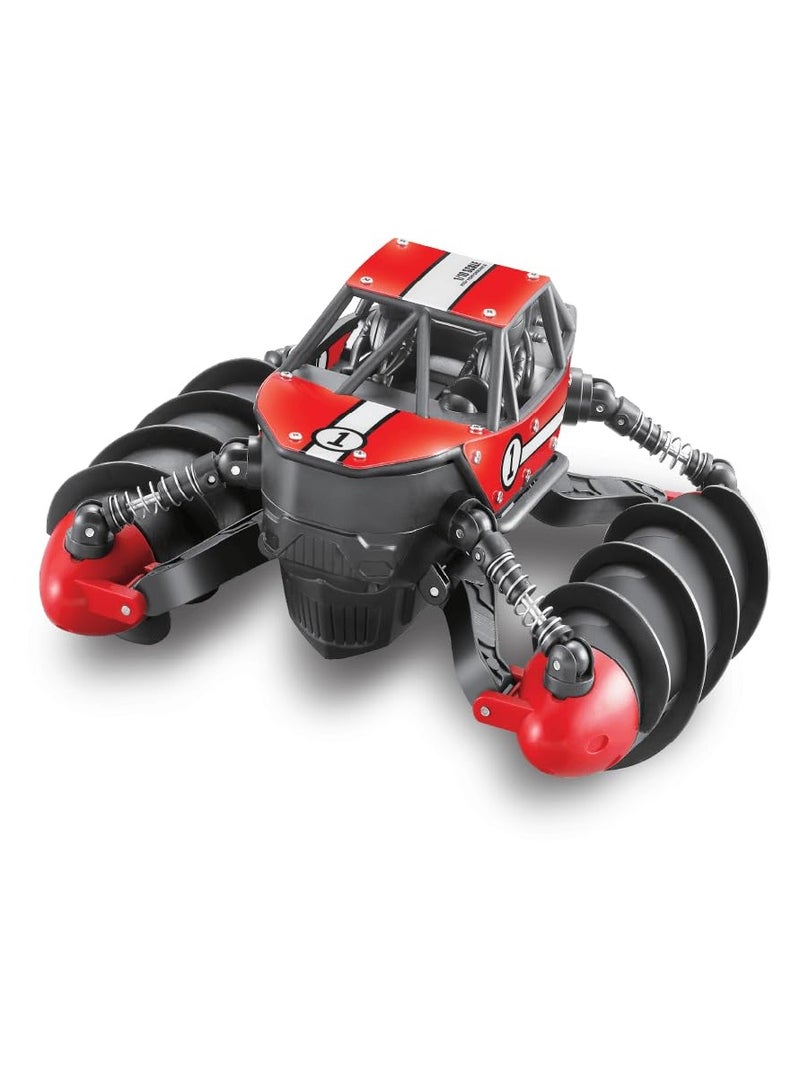 Nitro2GO Remote Control Climbing Stunt RC Cars, 90 Min Playtime, 2.4Ghz Double Sided 360° Rotating RC Crawler with Headlights, 4WD Off Road Drift RC Race Car Toy for Boys and Girls Aged 3-8 Red