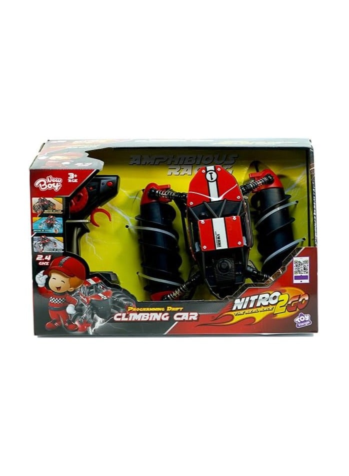 Nitro2GO Remote Control Climbing Stunt RC Cars, 90 Min Playtime, 2.4Ghz Double Sided 360° Rotating RC Crawler with Headlights, 4WD Off Road Drift RC Race Car Toy for Boys and Girls Aged 3-8 Red