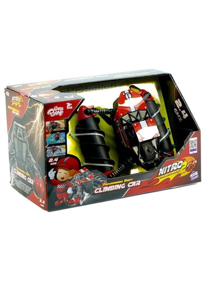 Nitro2GO Remote Control Climbing Stunt RC Cars, 90 Min Playtime, 2.4Ghz Double Sided 360° Rotating RC Crawler with Headlights, 4WD Off Road Drift RC Race Car Toy for Boys and Girls Aged 3-8 Red