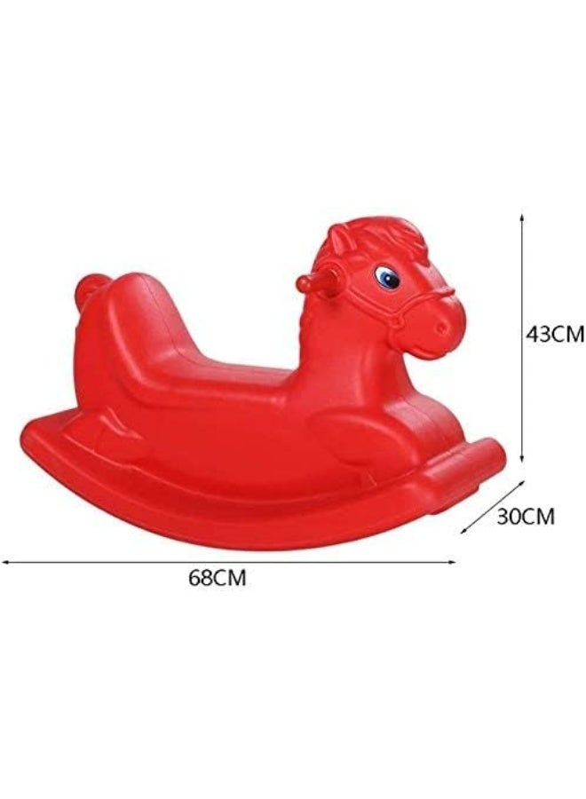 Plastic Horse Kids Rocking Ride Toy for Nursery and Playroom (Red)