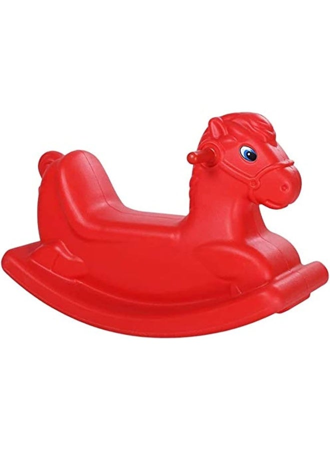 Plastic Horse Kids Rocking Ride Toy for Nursery and Playroom (Red)