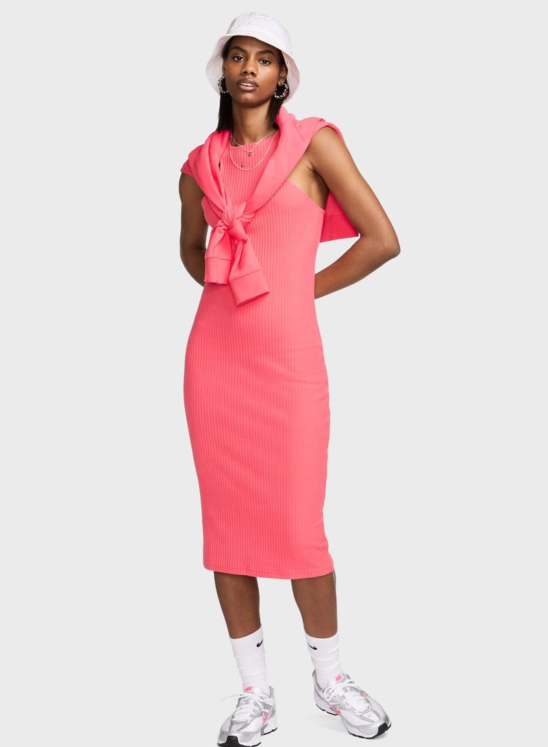 Nsw Knitted Ribbed Midi Dress