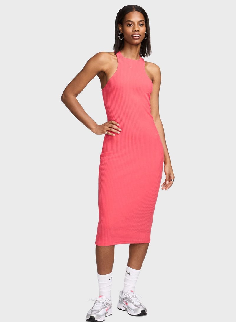 Nsw Knitted Ribbed Midi Dress