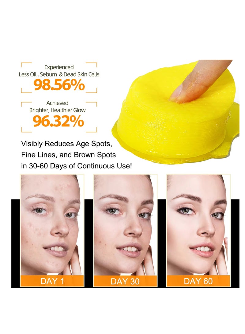 50Pcs Kojic Acid & Turmeric Cleansing Pads for Dark Spots Turmeric Kojic Acid Cleansing Pads Helps Balance Skin Oil & Water Fade Spot Remove Excess Keratin Clean Oil Refines Pores