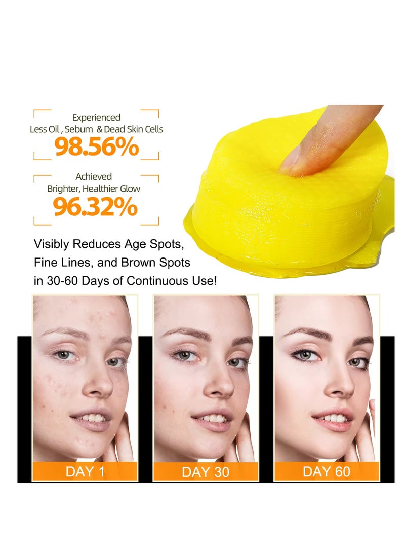 50Pcs Kojic Acid & Turmeric Cleansing Pads for Dark Spots Turmeric Kojic Acid Cleansing Pads Helps Balance Skin Oil & Water Fade Spot Remove Excess Keratin Clean Oil Refines Pores