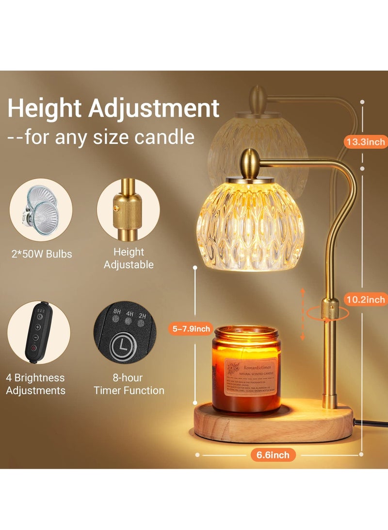 Candle Warmer Lamp with Timer & Dimmer Candle Warmer Height Adjustable for All Size Scented Candles, Candle Warmer for Home Decor Mother's Day Gifts