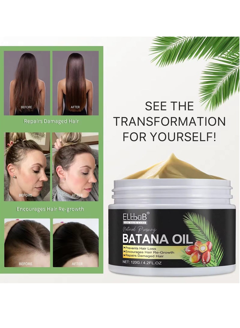 120g Natural Batana Oil Hair Butter Raw Batana Oil for Hair Growth with Castor Seed Oil and Shea Butter Batana Oil Enhance Hair Strength Prevent Hair Loss Repair Splitting Drying Hair Growth Oil