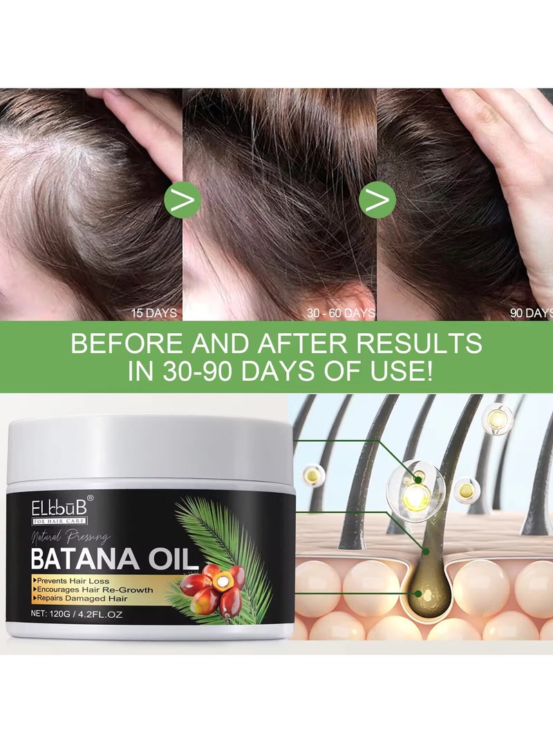 120g Natural Batana Oil Hair Butter Raw Batana Oil for Hair Growth with Castor Seed Oil and Shea Butter Batana Oil Enhance Hair Strength Prevent Hair Loss Repair Splitting Drying Hair Growth Oil