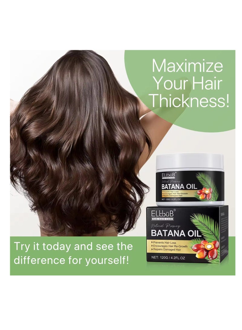 120g Natural Batana Oil Hair Butter Raw Batana Oil for Hair Growth with Castor Seed Oil and Shea Butter Batana Oil Enhance Hair Strength Prevent Hair Loss Repair Splitting Drying Hair Growth Oil