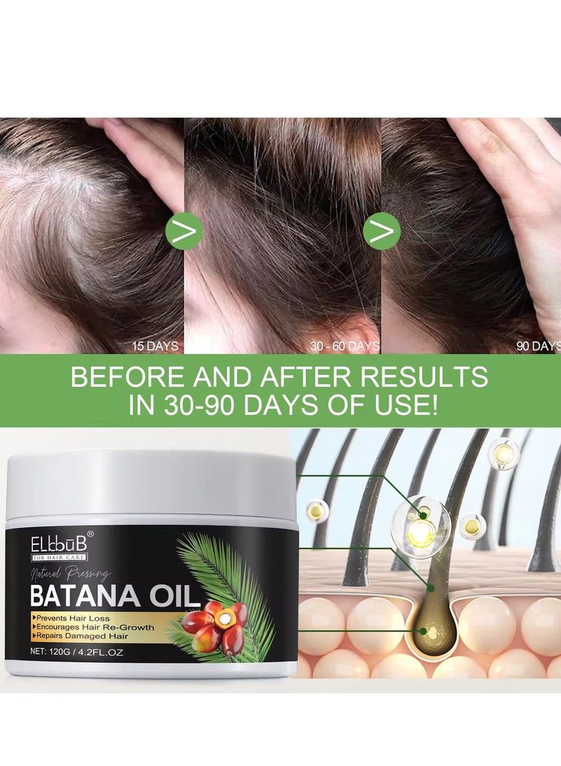 120g Natural Batana Oil Hair Butter Raw Batana Oil for Hair Growth with Castor Seed Oil and Shea Butter Batana Oil Enhance Hair Strength Prevent Hair Loss Repair Splitting Drying Hair Growth Oil