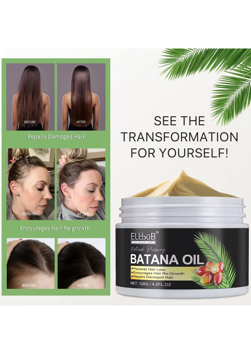 120g Natural Batana Oil Hair Butter Raw Batana Oil for Hair Growth with Castor Seed Oil and Shea Butter Batana Oil Enhance Hair Strength Prevent Hair Loss Repair Splitting Drying Hair Growth Oil