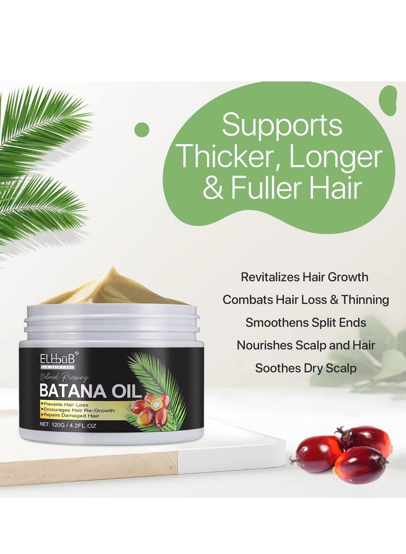 120g Natural Batana Oil Hair Butter Raw Batana Oil for Hair Growth with Castor Seed Oil and Shea Butter Batana Oil Enhance Hair Strength Prevent Hair Loss Repair Splitting Drying Hair Growth Oil