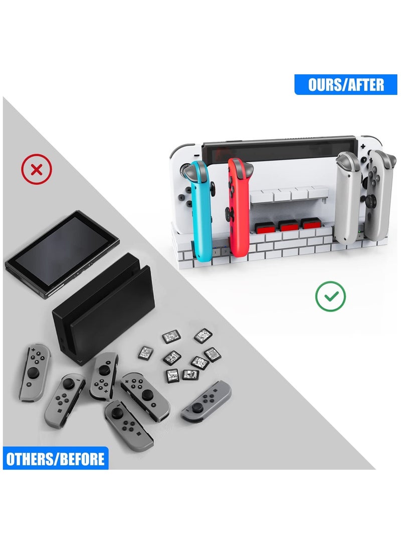 Joy Con Charging Dock for Switch/Switch OLED, JoyCon Charger, for Switch Controller Charger Available to Charge 1-6pcs Joycons&Holder of 8 Game Cards