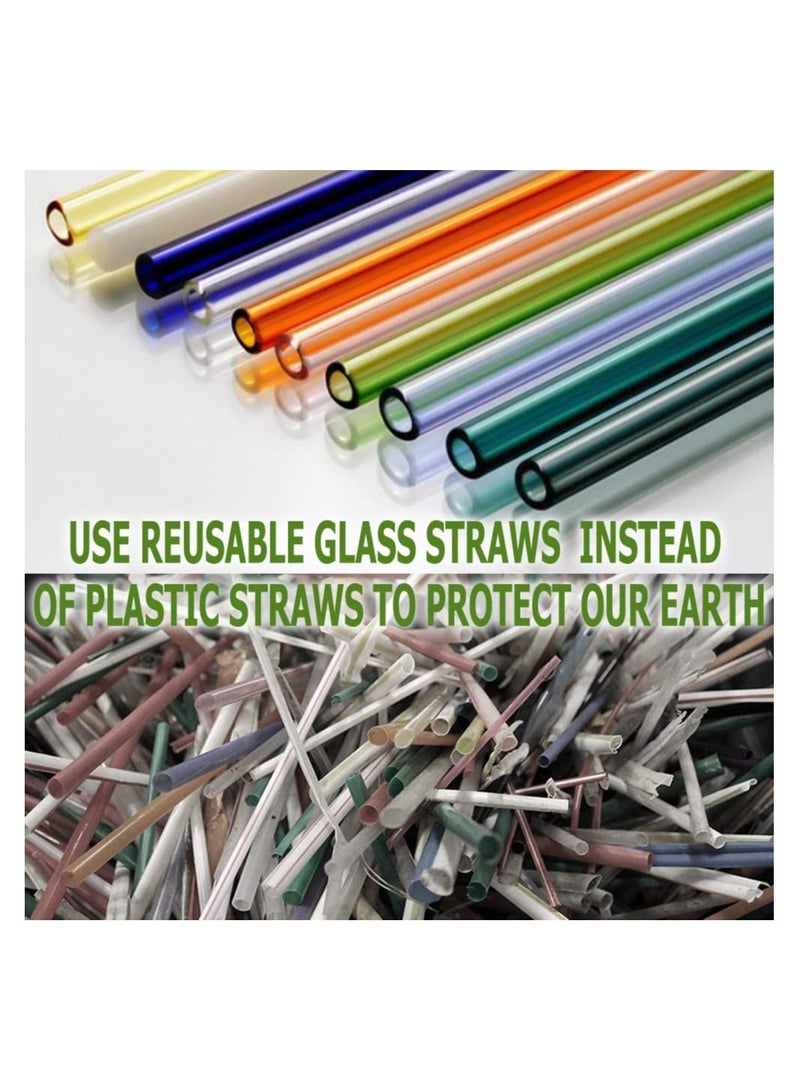 Reusable Glass Straw, 12 Pack Glass Straws Shatter Resistant, 8.5